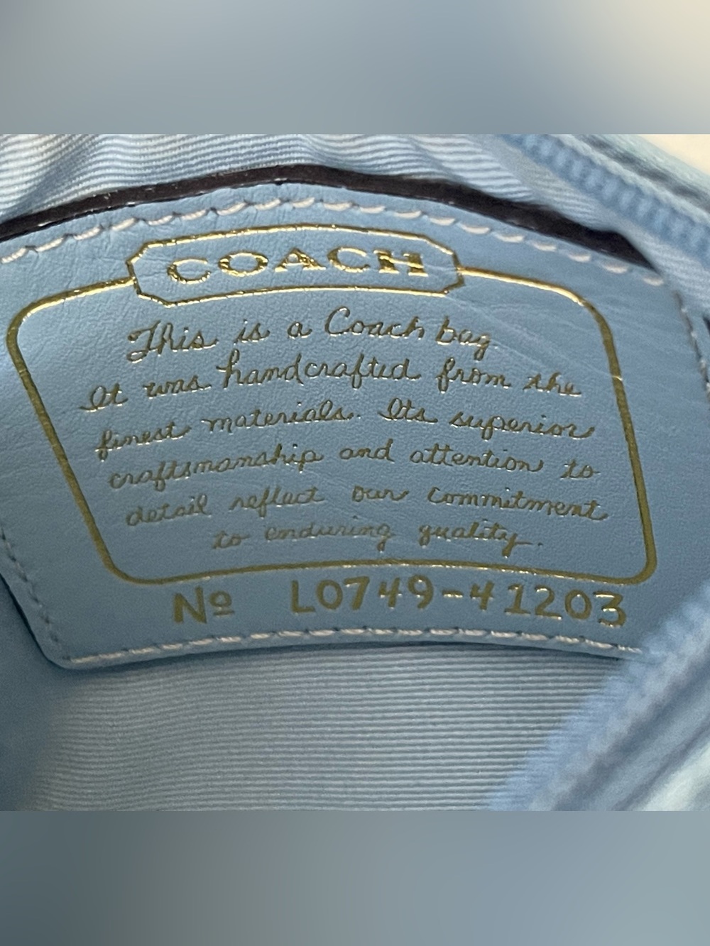 Coach Brown Signature Canvas Wristlet with Blue Trim - Picture 5 of 7